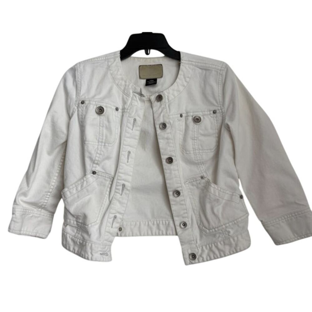 Vintage Calvin Klein White Denim Button Jacket Size Small